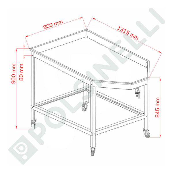 Mesa de separación de acero inoxidable AISI 304 1200X500 - Imagen 4